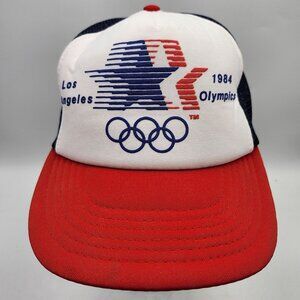 Vintage Los Angeles 1984 Olympics Red White Blue Snapback Mesh Trucker Hat Cap